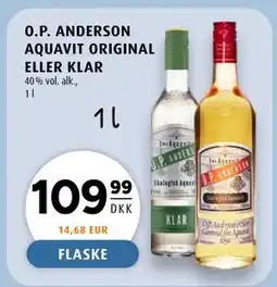 Scandinavian Park O.P. ANDERSON AQUAVIT ORIGINAL ELLER KLAR tilbud