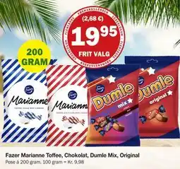 Købmandsgården Fazer Marianne Toffee, Chokolat, Dumle Mix, Original tilbud