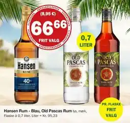 Købmandsgården Hansen Rum - Blau, Old Pascas Rum tilbud