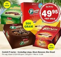 Købmandsgården Carletti P-tærter - forskellige slags, Skum Bananer, Stor Brazil tilbud