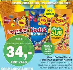 Købmandsgården Malaco Godt og Blandet, Familie Guf, Lagerman Konfekt tilbud