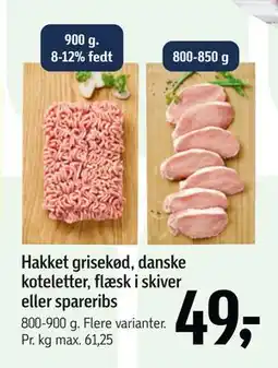Føtex Hakket grisekød, danske koteletter, flæsk i skiver eller spareribs tilbud