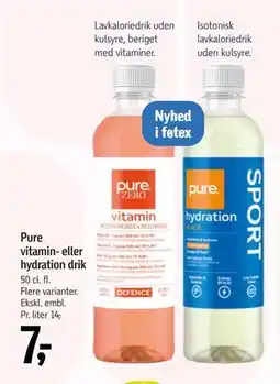 Føtex Pure vitamin- eller hydration drik tilbud