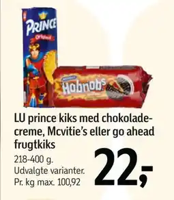 Føtex LU prince kiks med chokoladecreme, Mcvitie’s eller go ahead frugtkiks tilbud