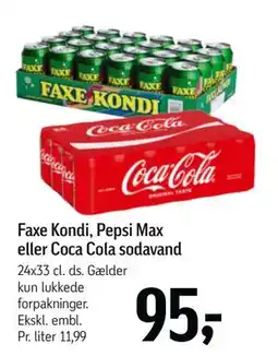 Føtex Faxe Kondi, Pepsi Max eller Coca Cola sodavand tilbud
