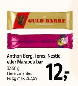 Føtex Anthon Berg, Toms, Nestle eller Marabou bar tilbud