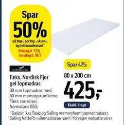 Føtex Spar 50%. på top-, spring-, skum-, og rullemadrasser tilbud