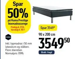 Føtex Spar 50% på Huma Prestige boxmadrassenge tilbud