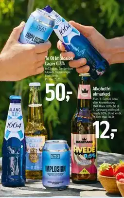 Føtex To Øl Implosion Lager 0.3% tilbud