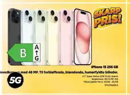 Power iPhone 15 256 GB Hovedka med 48 MP. Til forbløffende, blændende, humørfyldte billeder. tilbud