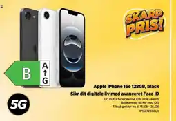 Power Apple iPhone 16e 128GB, black Sikr dit digitale liv med avanceret Face ID tilbud