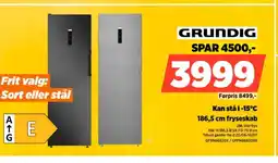 Power GRUNDIG Kan stå i -15°C 186,5 cm fryseskab tilbud