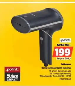 Power Point tøjdamper damp kontinuerligt i 6 minutter tilbud