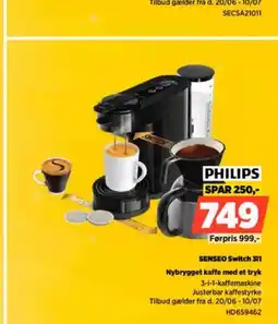 Power PHILIPS SENSEO Switch 311 Nybrygget kaffe med et tryk tilbud