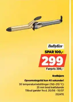 Power BaByliss Krollejern Opvarmningstid kun 40 sekunder! tilbud