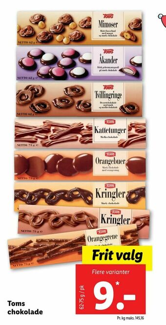 Let-Køb Toms chokolade tilbud
