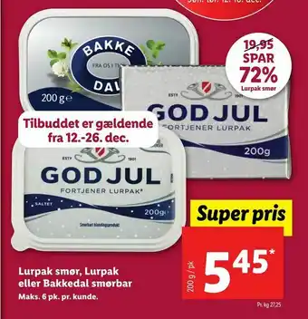 Let-Køb Lurpak smør, Lurpak eller Bakkedal smørbar tilbud