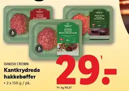 Lidl DANISH CROWN Kantkrydrede hakkebøffer tilbud