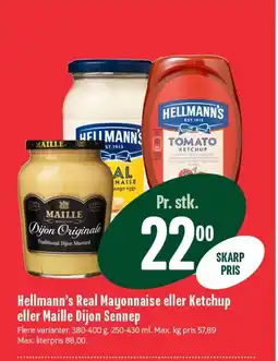 Min Købmand HELLMANN'S Real Mayonnaise eller Ketchup eller Maille Dijon Sennep tilbud