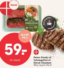 SPAR Peber Steaks af Tykstegsfilet af Dansk Oksekød tilbud