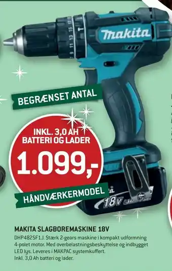 XL-BYG Håndværkermodel. makita slagboremaskine 18v tilbud