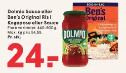 SPAR Dolmio Sauce eller Ben's Original Ris i Kogepose eller Sauce tilbud