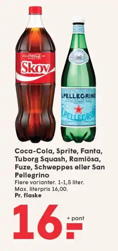 SPAR Coca-Cola, Sprite, Fanta, Tuborg Squash, Ramlösa, Fuze, Schweppes eller San Pellegrino tilbud