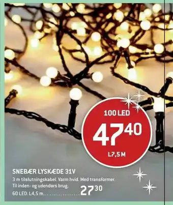 XL-BYG Snebær lyskæde 31v tilbud