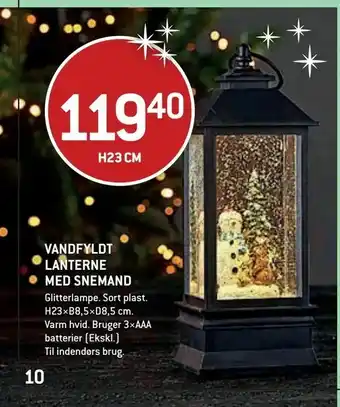 XL-BYG Vandfyldt lanterne med snemand tilbud