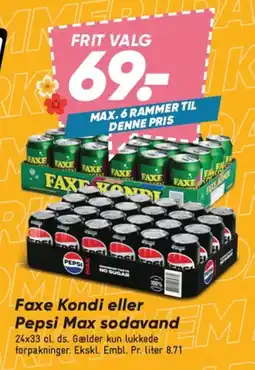 Bilka FAXE KONDI eller PEPSI MAX sodavand tilbud