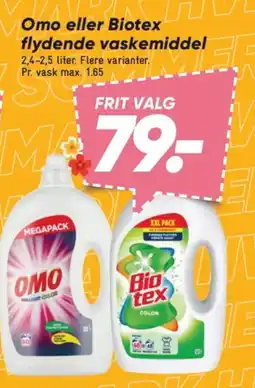 Bilka Omo eller Biotex flydende vaskemiddel tilbud