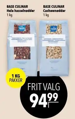 Citti BASE CULINAR Hele hasselnødder eller Cashewnødder tilbud