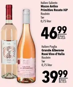 Citti Masso Antico Primitivo Rosato IGP eller Grande Alberone Rosé Vino d'Italia tilbud