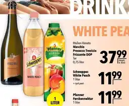 Citti Maschio Prosecco Trevisio Frizzante DOP, Schweppes White Peach eller Pfanner Ferskennekatr tilbud