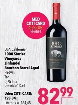 Citti 1000 Stories Vineyards Zinfandel Bourbon BArrel Aged tilbud