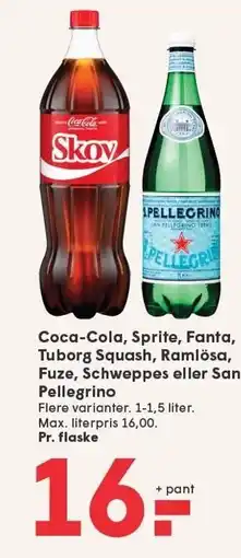 SPAR Coca-Cola, Spirte, fanta, Tuborg Squash, Ramlösa, Fuze, Schweppes eller San Pellegrino tilbud