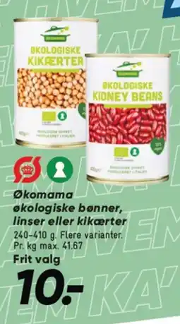 Bilka Økomama økologiske bønner, linser eller kikærter tilbud