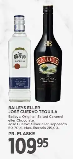 MENY BAILEYS ELLER JOSÉ CUERVO TEQUILA tilbud