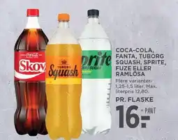 MENY COCA-COLA, FANTA, TUBORG SQUASH, SPRITE, FUZE ELLER RAMLÖSA tilbud