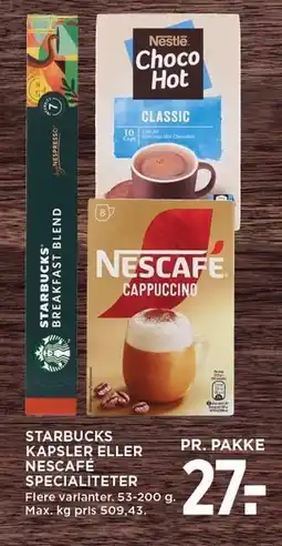 MENY STARBUCKS KAPSLER ELLER NESCAFÉ SPECIALITETER tilbud