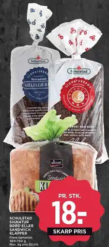 MENY SCHULSTAD SIGNATUR BRØD ELLER SANDWICH KLAPPER tilbud