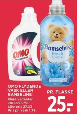 MENY OMO FLYDENDE VASK ELLER BAMSELINE tilbud