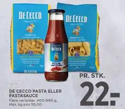 MENY DE CECCO PASTA ELLER PASTASAUCE tilbud
