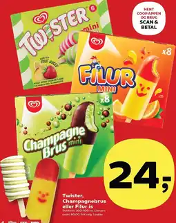 SuperBrugsen Twister, Champagnebrus eller Filur is tilbud