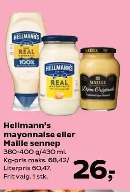 SuperBrugsen Hellmann's mayonnaise eller Maille sennep tilbud