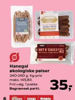 SuperBrugsen Hanegal økologiske pølser tilbud