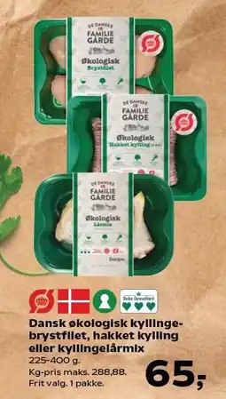 SuperBrugsen Dansk økologisk kyllingebrystfilet, hakket kylling eller kyllingelårmix tilbud