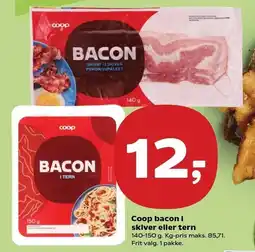 SuperBrugsen Coop bacon i skiver eller tern tilbud