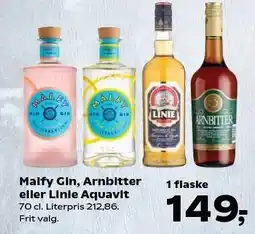 SuperBrugsen Malfy Gin, Arnbitter eller Linie Aquavit tilbud