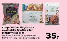 SuperBrugsen Coop falafler, Änglamark økologiske falafler eller plantefrikadeller tilbud